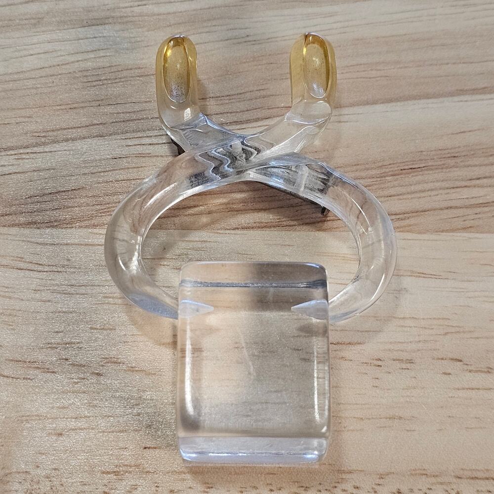 Vintage Clear Lucite Ice Cube and Tongs Brooch -  Mixologist or Bartender gift